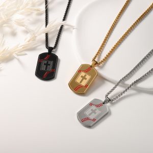 Custom Baseball Dog Tag Necklace – Personalized Stainless Steel