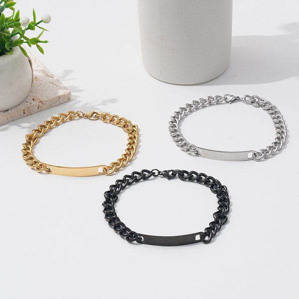 ID Tag Matching Couple Bracelets – Stainless Steel Jewelry Set