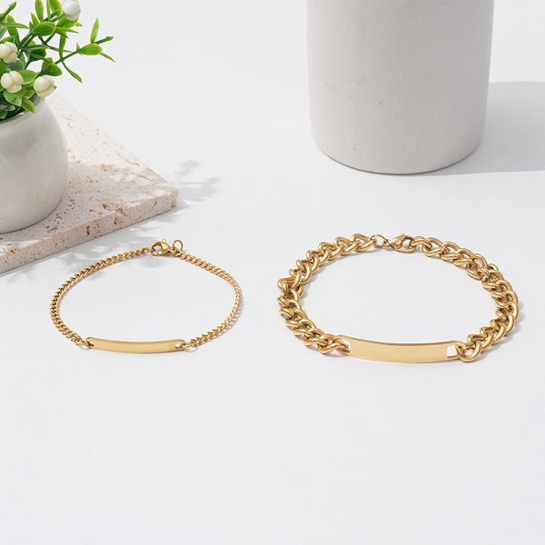 ID Tag Matching Couple Bracelets – Stainless Steel Jewelry Set-custom stainless steel jewelry manufacturer