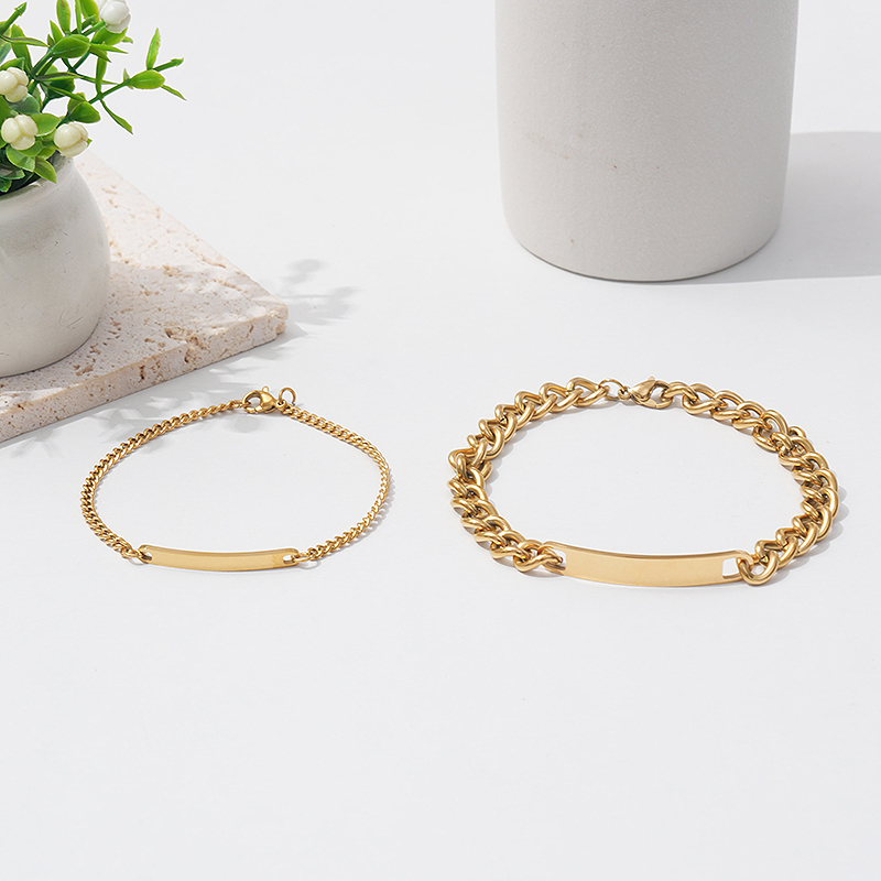 ID Tag Matching Couple Bracelets – Stainless Steel Jewelry Set-custom stainless steel jewelry manufacturer