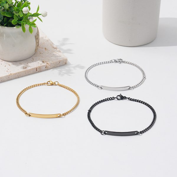 ID Tag Matching Couple Bracelets – Stainless Steel Jewelry Set