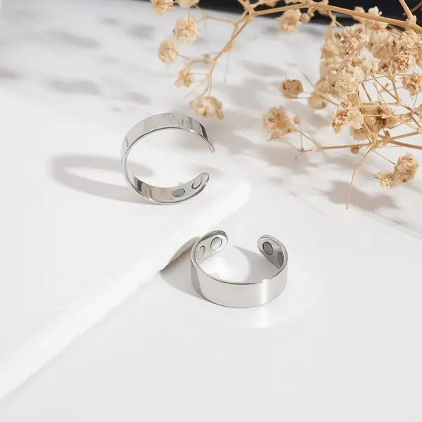 Magnetic slimming ring in stainless steel with dual magnets for weight loss and metabolism boost
