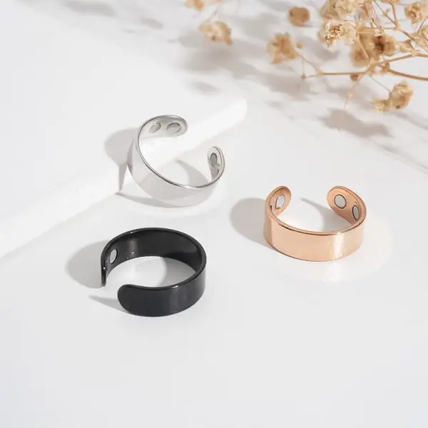 Magnetic slimming ring in stainless steel with dual magnets for weight loss and metabolism boost