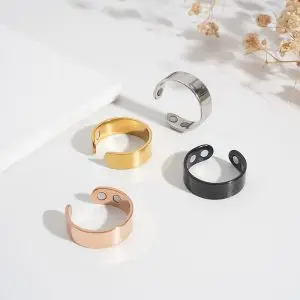 Magnetic slimming ring in stainless steel with dual magnets for weight loss and metabolism boost