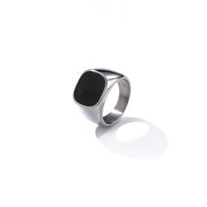 Men's Black Signet Ring Stainless Steel Custom Jewelry