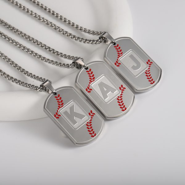 Custom baseball initial pendant necklace, men fashion