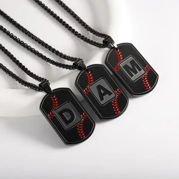 Custom baseball initial pendant necklace, custom jewelry
