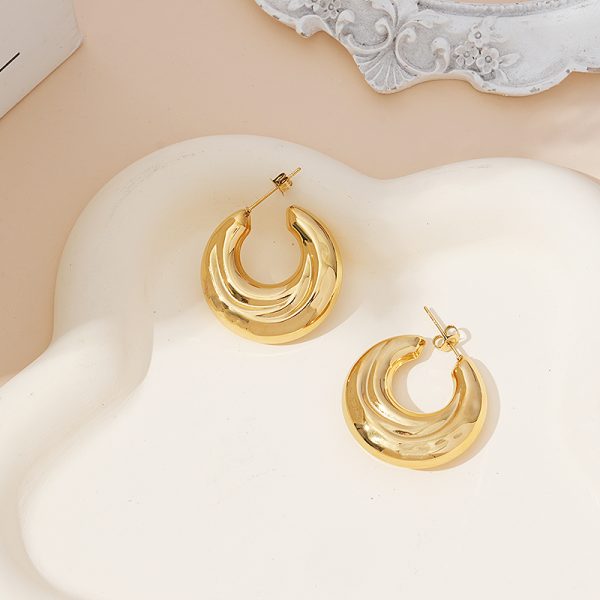 Geometric gold hoop earrings stainless steel, custom jewelry