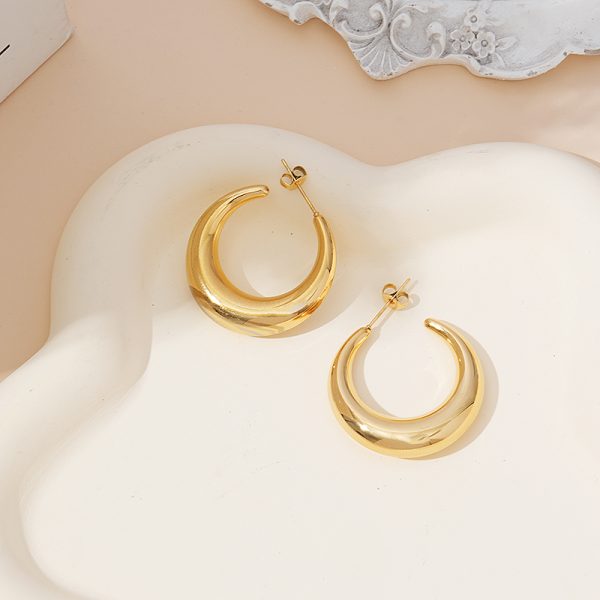 Geometric gold hoop earrings stainless steel, custom jewelry