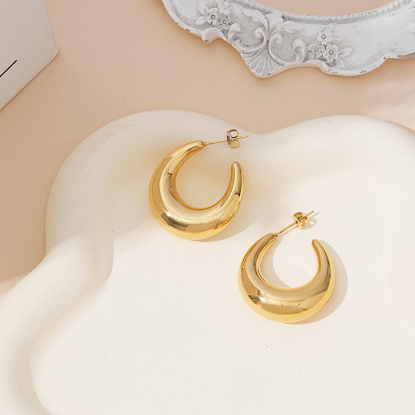 Geometric gold hoop earrings stainless steel, custom jewelry