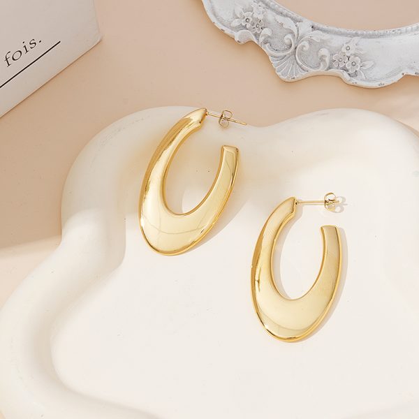 Geometric gold hoop earrings stainless steel, custom jewelry