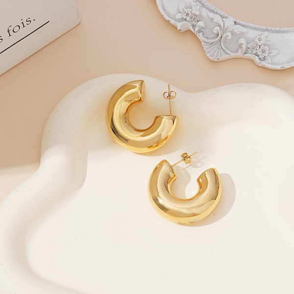 Geometric gold hoop earrings stainless steel, custom jewelry