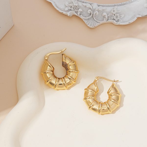 Geometric gold hoop earrings stainless steel, custom jewelry