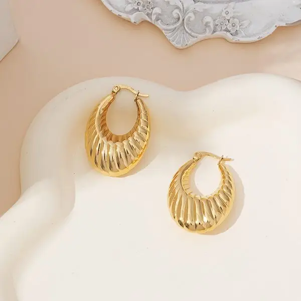 Geometric gold hoop earrings stainless steel, custom jewelry