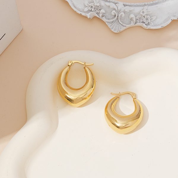 Geometric gold hoop earrings stainless steel, custom jewelry