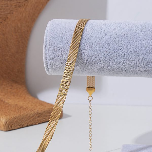 Gold mesh choker necklace good luck, custom jewelry