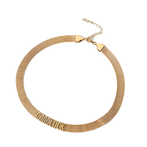 Gold mesh choker necklace good luck, custom jewelry