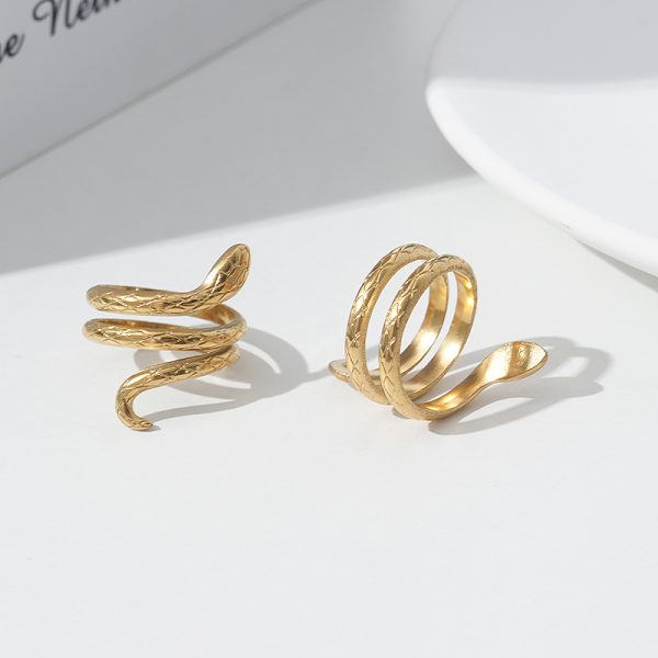 Gold Silver Crossover Ring Snake Ring