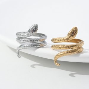 Gold Silver Crossover Ring Snake Ring
