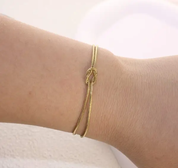 Love knot bracelet adjustable stainless steel women fashion