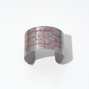 Wide engraved cuff bracelet map enamel-custom stainless steel jewelry manufacturer