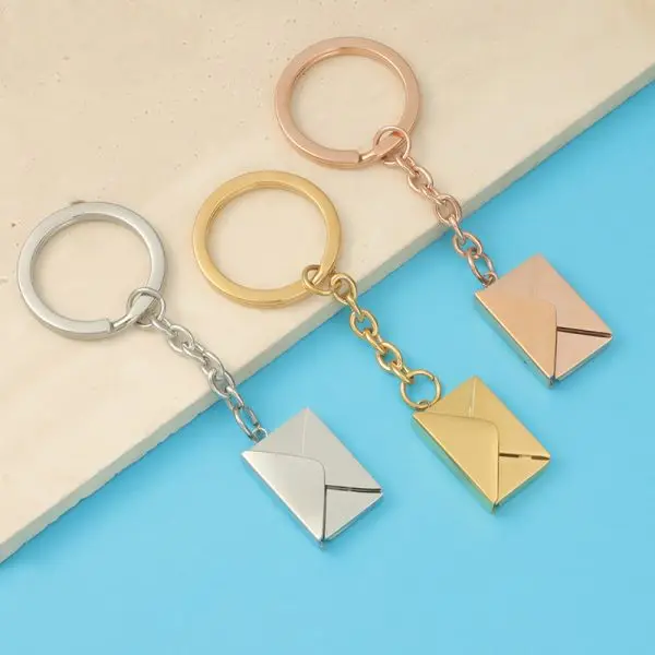 Custom Envelope Locket Necklace – Stainless Steel with Engravable Inner Plate