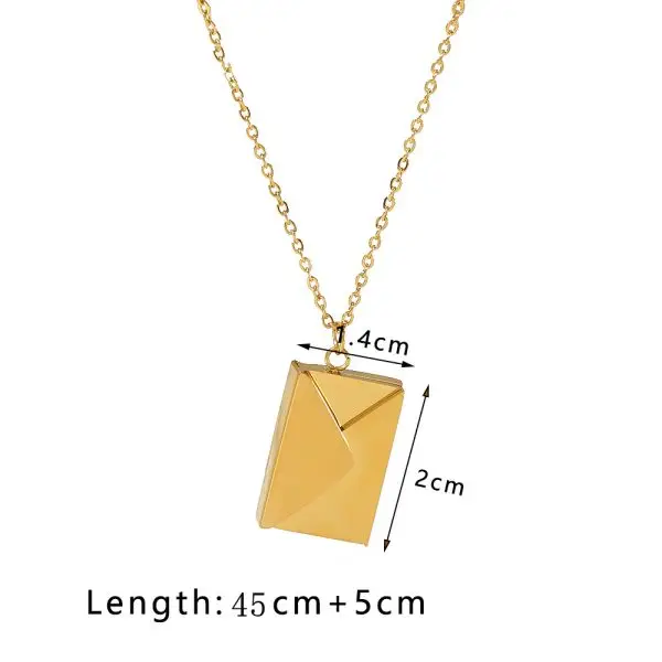 Custom Envelope Locket Necklace – Stainless Steel with Engravable Inner Plate