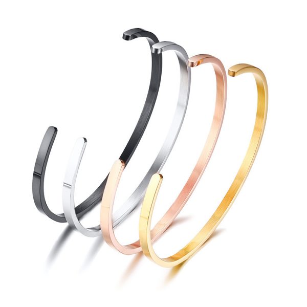 Custom engraved cuff bracelet in gold, silver, and rose gold