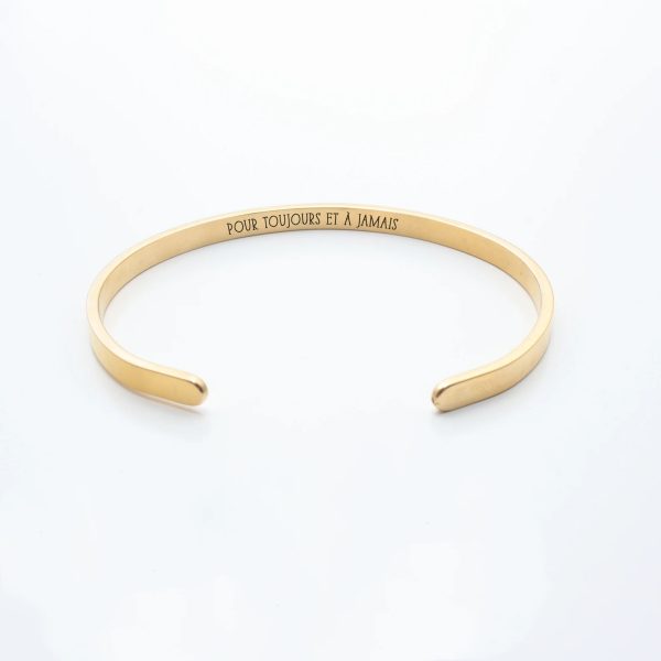 Custom engraved cuff bracelet in gold, silver, and rose gold
