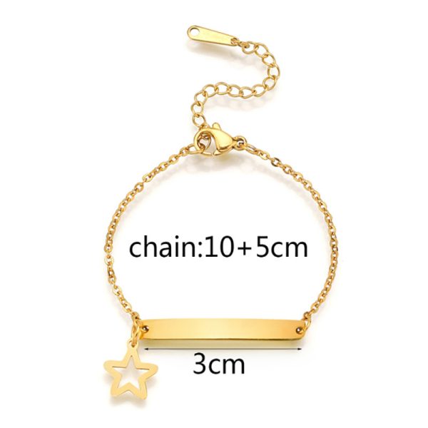 Custom stainless steel kids bracelet with personalized engraving