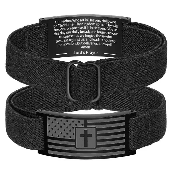 Exclusive Elastic Bible Verse Bracelet for Men – USA Flag Cross Wristband