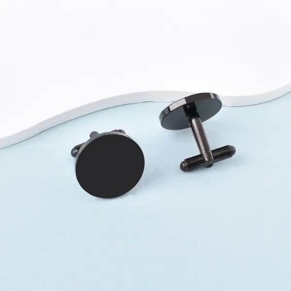 Elegant Round Stainless Steel Cufflinks for Men – Customizable Logo