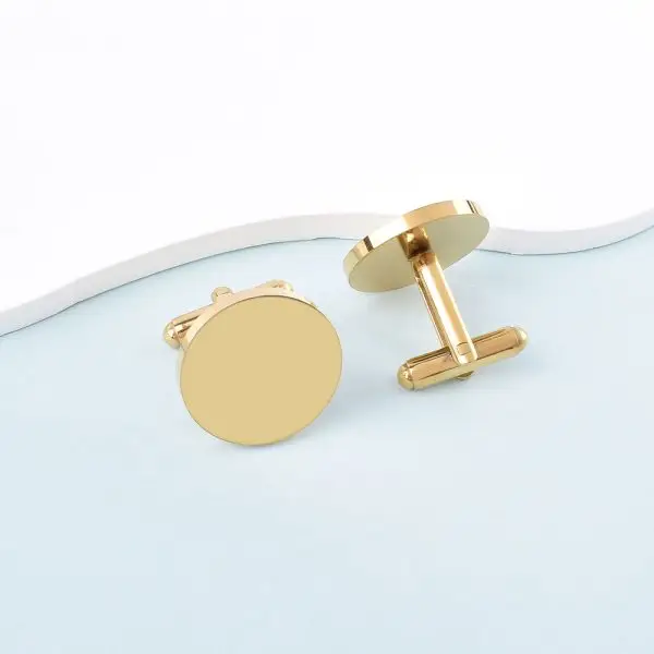 Elegant Round Stainless Steel Cufflinks for Men – Customizable Logo