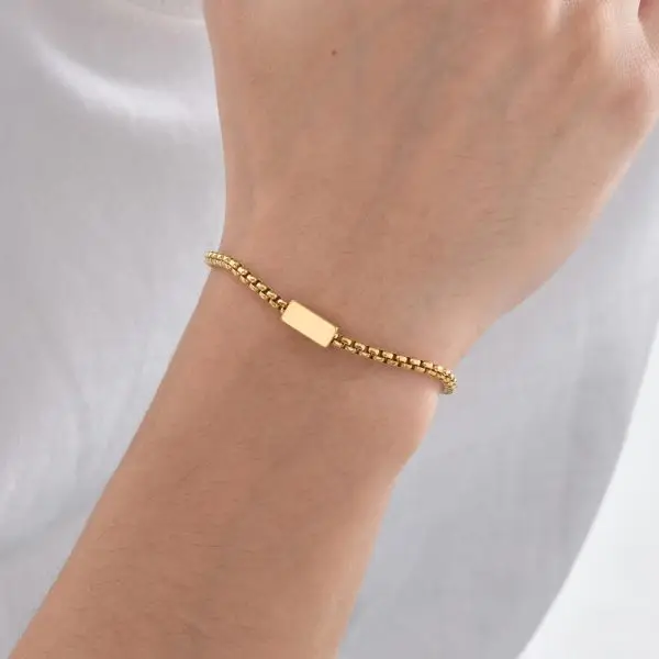 Engraved Name Bracelet for Men – Custom Stainless Steel Chain with 4 Name Slots