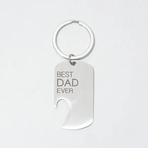 Engraved stainless steel bottle opener keychain for dad