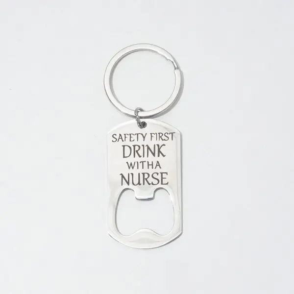 Engraved stainless steel bottle opener keychain for dad
