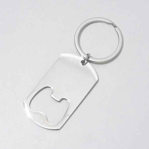 Engraved stainless steel bottle opener keychain for dad