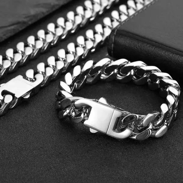 Gold Cuban Link Chain Necklace – Stainless Steel Hip-Hop Jewelry for Men