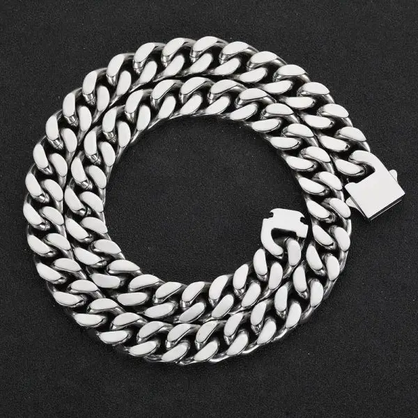 Gold Cuban Link Chain Necklace – Stainless Steel Hip-Hop Jewelry for Men