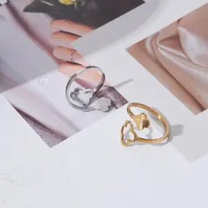Gold and Silver Minimalist Clover Open Ring