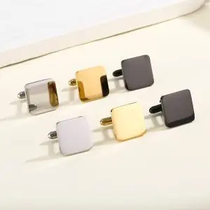 Modern Square Stainless Steel Cufflinks for men – Polished Formal Jewelry