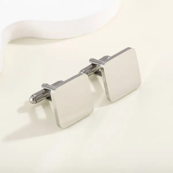 Modern Square Stainless Steel Cufflinks for men – Polished Formal Jewelry