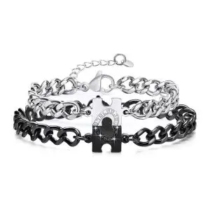 Puzzle Couple Bracelets – Matching Natural Stone and Stainless Steel Jewelry for Lovers