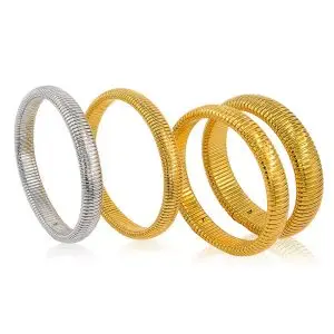 Stretch Coil Choker Bracelet – Stainless Steel Gold and Silver Flexible Jewelry
