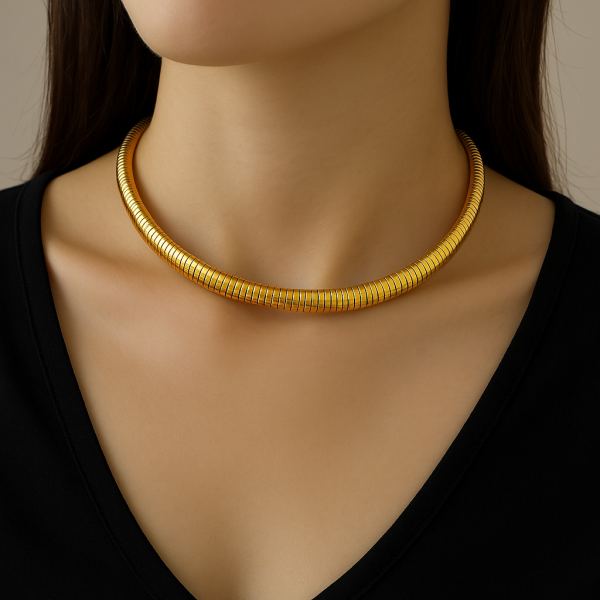 Stretch Coil Choker Bracelet – Stainless Steel Gold and Silver Flexible Jewelry