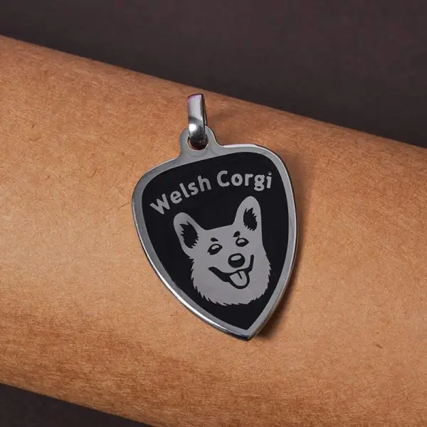 custom dog tag pendants in shield, round, and bone shapes