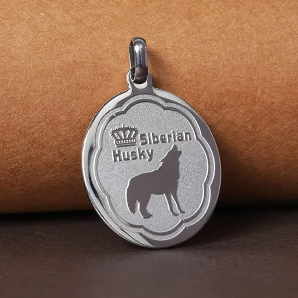 custom dog tag pendants in shield, round, and bone shapes