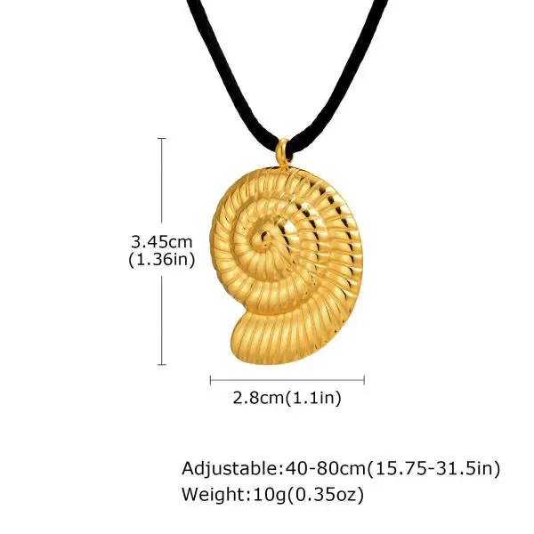Gold nature pendant necklace set with star, shell, and leaf charms on black rope cords