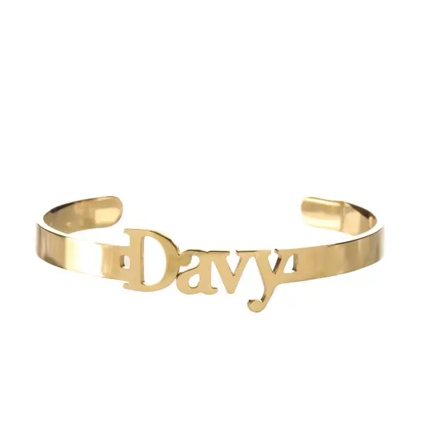 Custom Name Bracelet – Custom Gold Stainless Steel Letter Bangle for Women - Image 4