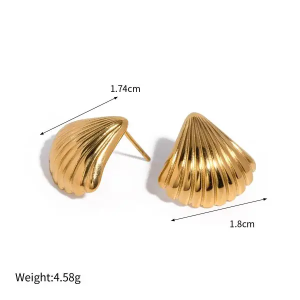Gold starfish shell earrings, studs, and ring set with beach-inspired summer design